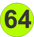 Number Sixty Four (64) Fluorescent Circle or Square Labels
